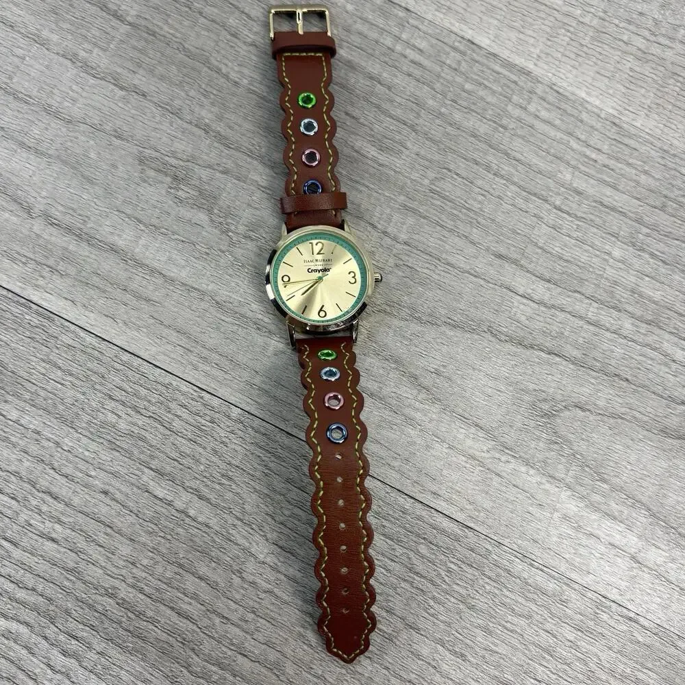 Isaac Mizrahi x Crayola Designer Watch - Gold Tone & Colorful Grommet Leather - Picture 9 of 11